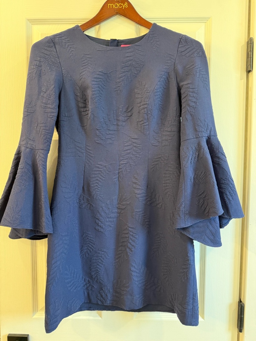 Lilly Pulitzer Navy Textured Bell-Sleeve Long-Sleeve Dress